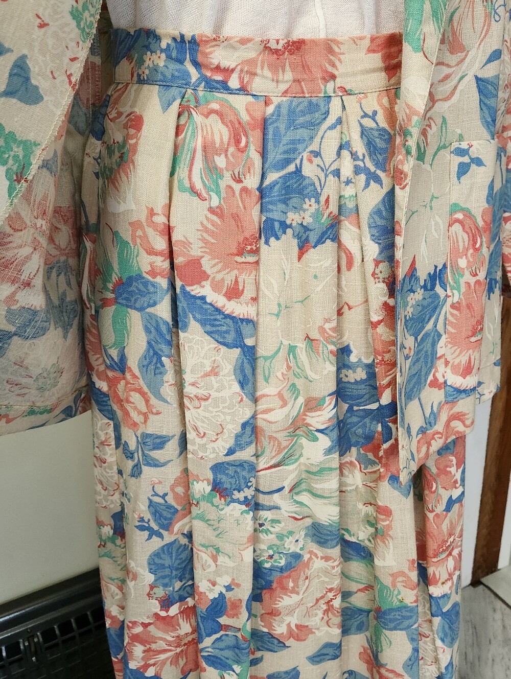 Vintage Floral Blazer Skirt Suit Set Womens 10 Cottagecore Grandmacore 90s - Picture 12 of 16